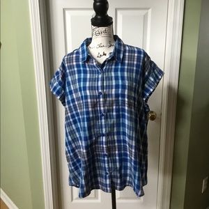 NWOT Lee Riders blue short sleeve flannel size 3X